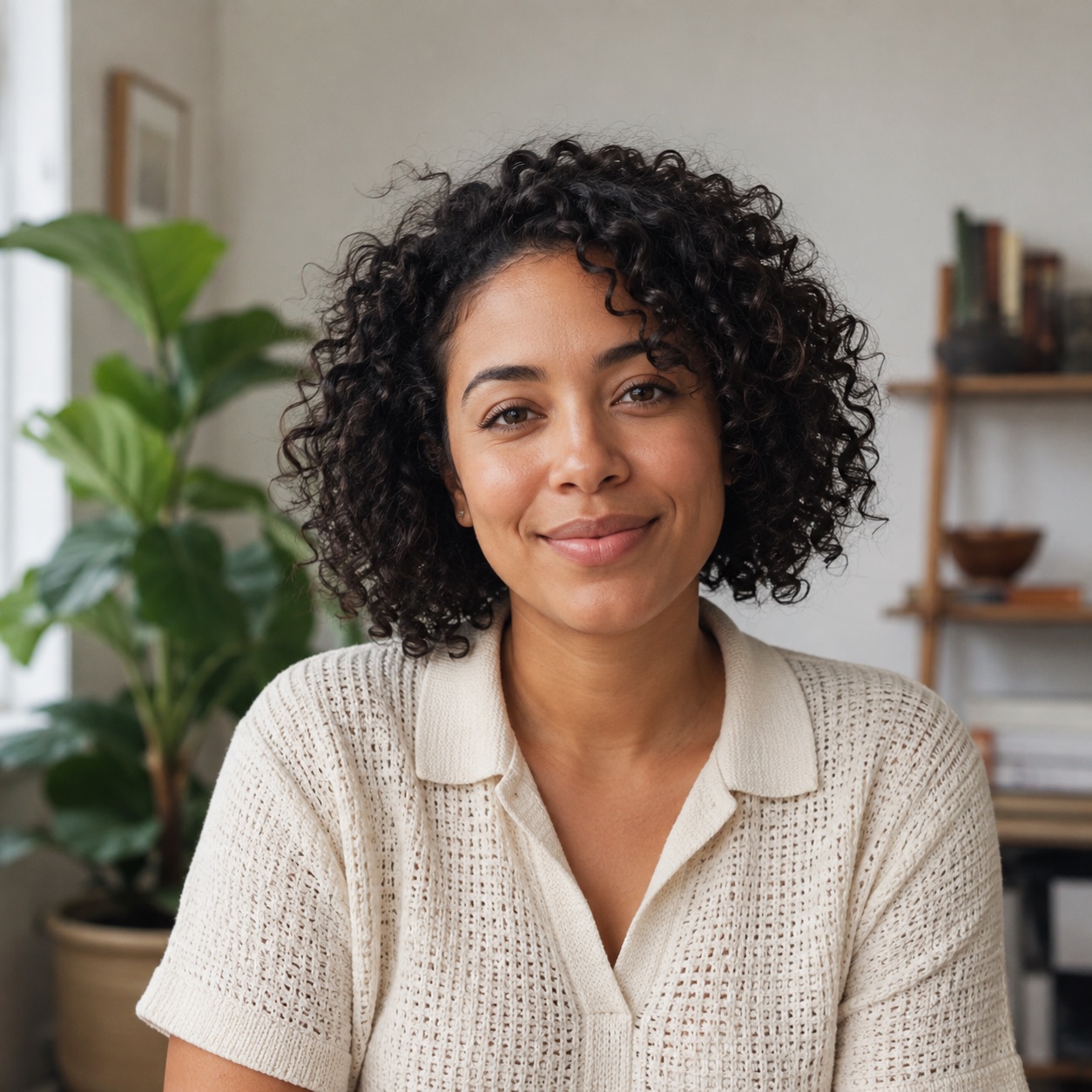 Maya joining a video conversation from her studio