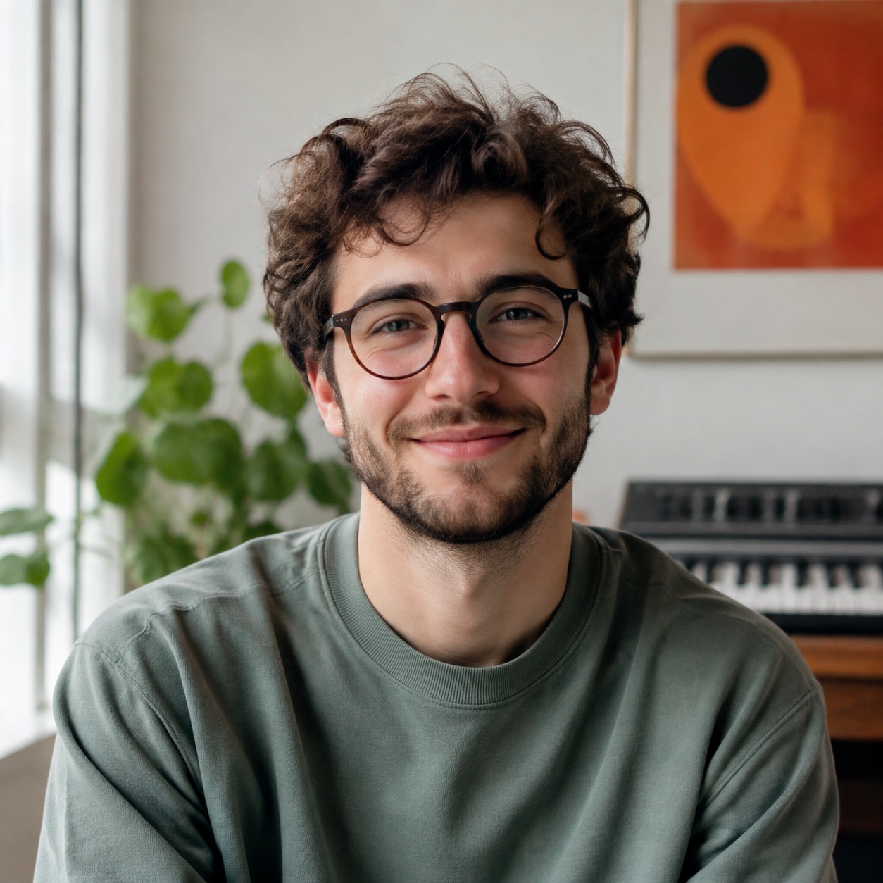 Luca in his home music studio